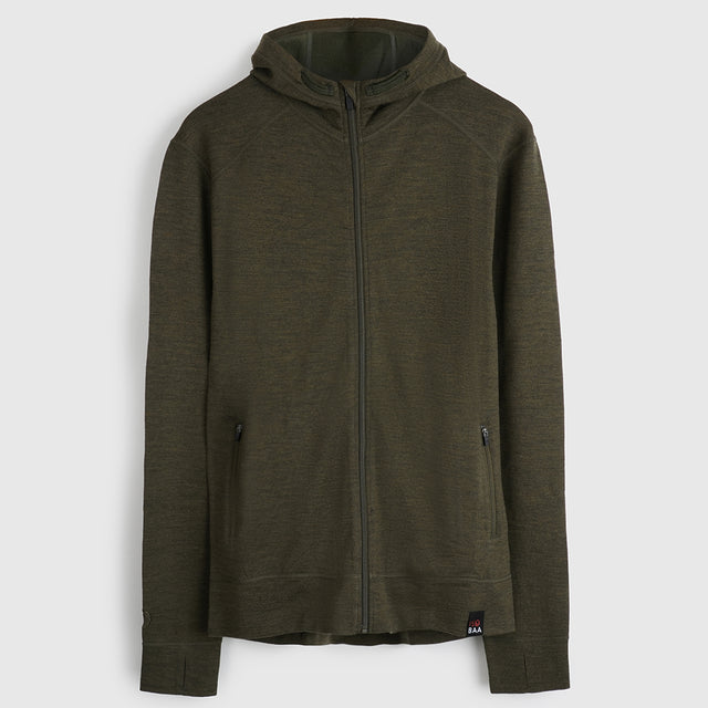 Mens Merino 260 Casual Hoodie (Dark Olive)