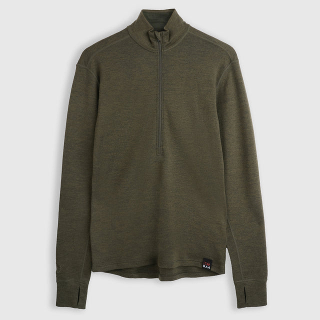 Mens Merino 320 Long Sleeve Half Zip (Dark Olive)