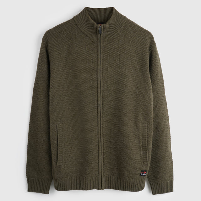 Herren Oaken Merino Strickjacke mit Reißverschluss (Dark Olive)