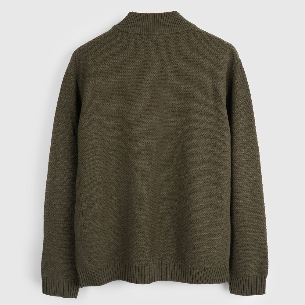 Herren Oaken Merino Strickjacke mit Reißverschluss (Dark Olive)