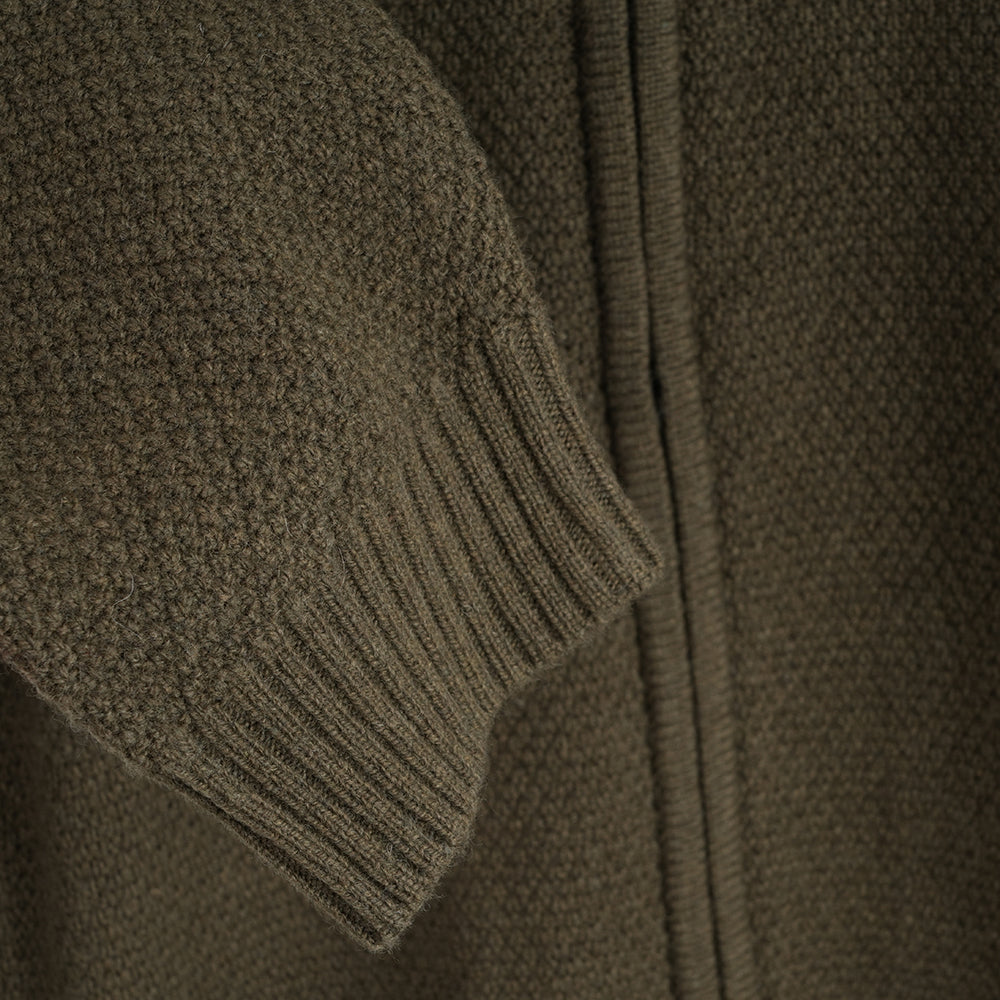 Herren Oaken Merino Strickjacke mit Reißverschluss (Dark Olive)