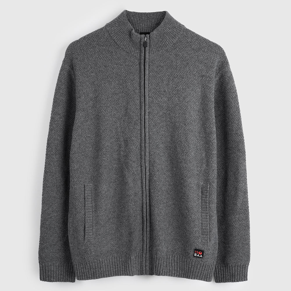 Mens Oaken Merino Full Zip Sweater (Grey)
