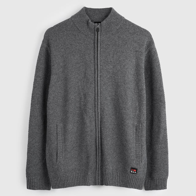 Mens Oaken Merino Full Zip Sweater (Grey)