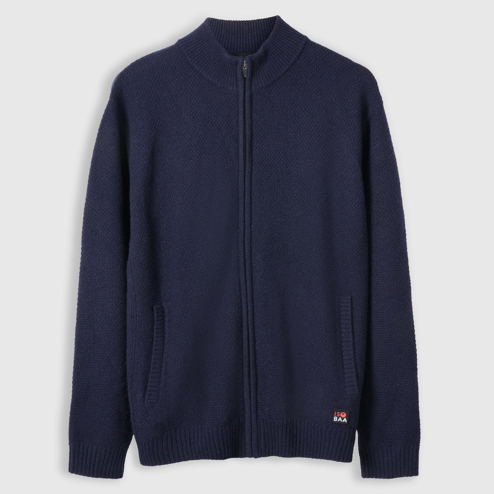 Mens Oaken Merino Full Zip Sweater (Navy)