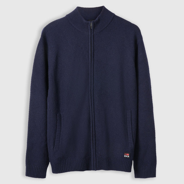 Mens Oaken Merino Full Zip Sweater (Navy)