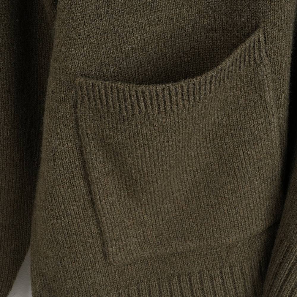 Mens Rove Merino Cardigan (Dark Olive)