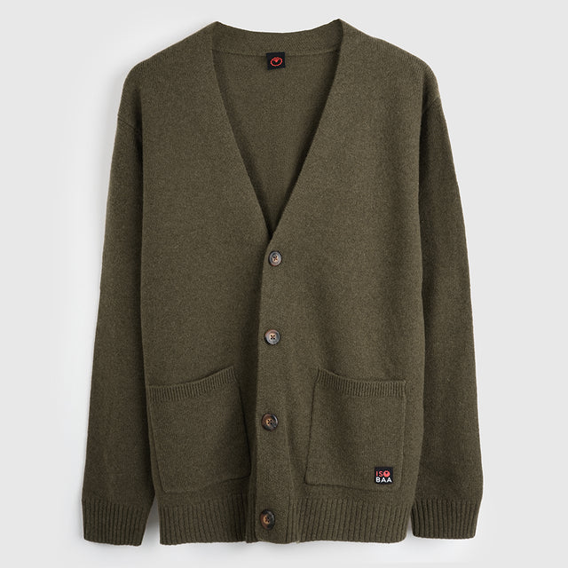 Mens Rove Merino Cardigan (Dark Olive)