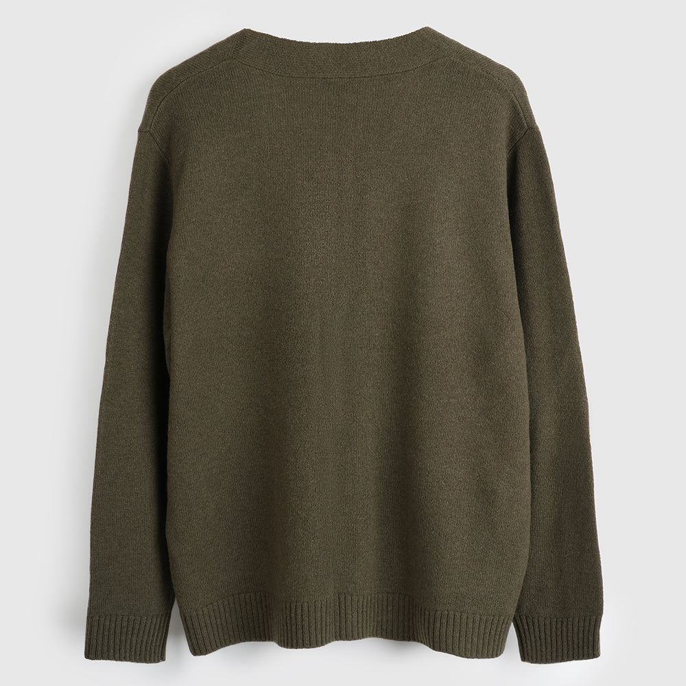 Mens Rove Merino Cardigan (Dark Olive)