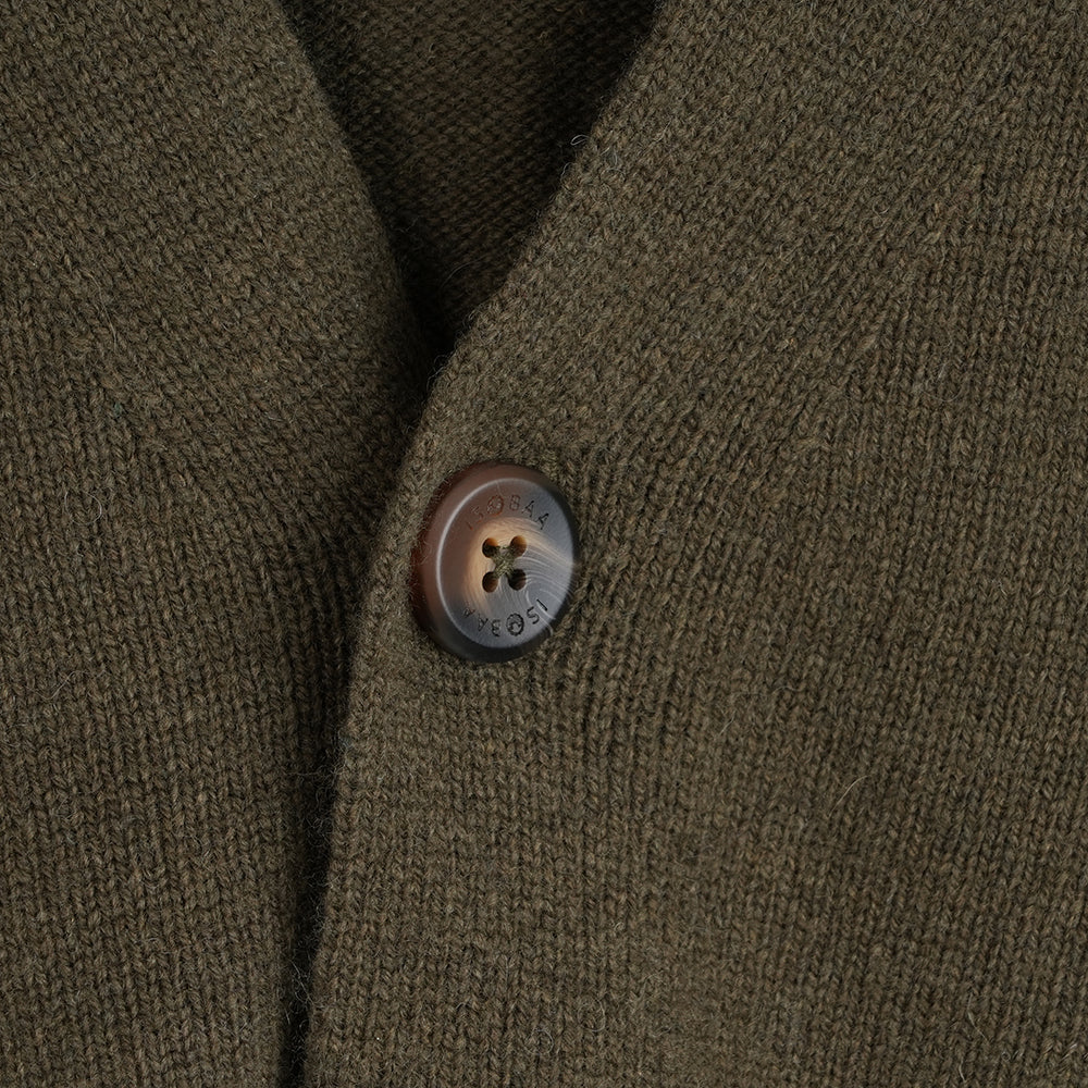 Mens Rove Merino Cardigan (Dark Olive)