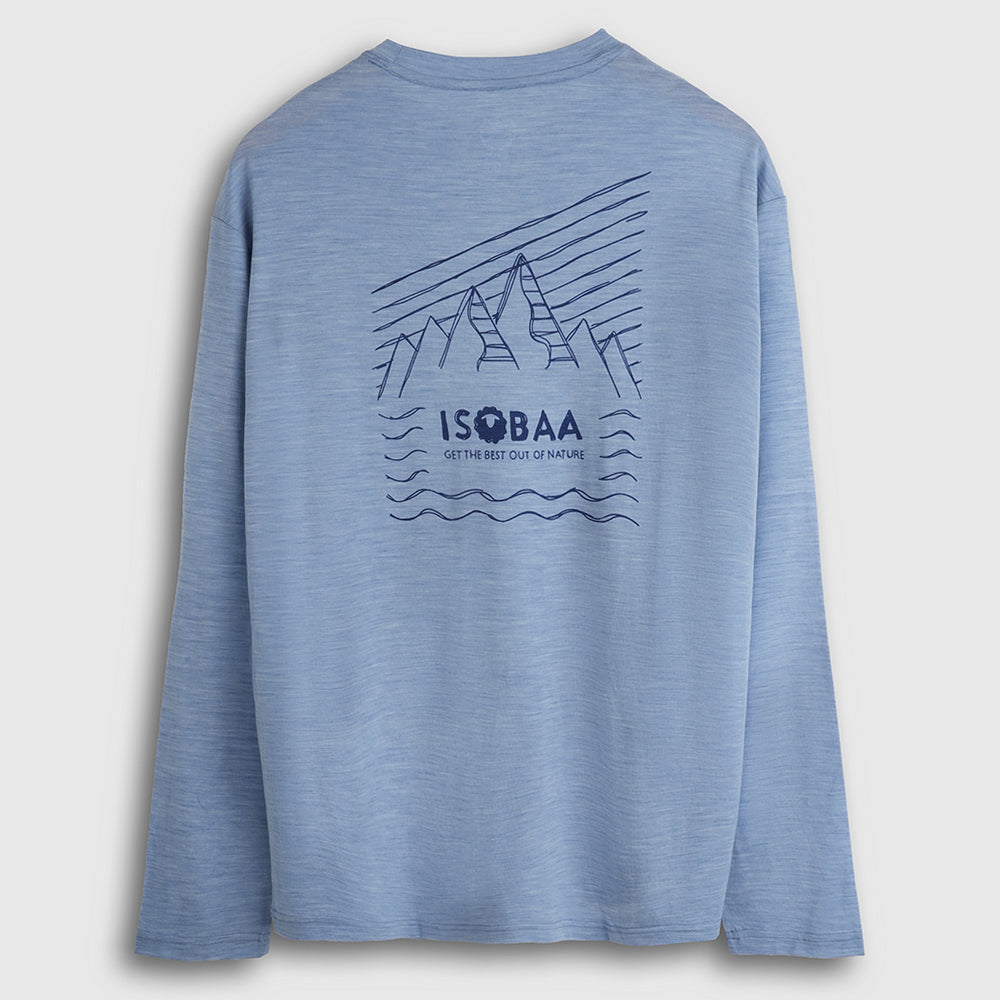 Mens Sketched Horizon Merino 150 LS Relaxed Tee (Sky)