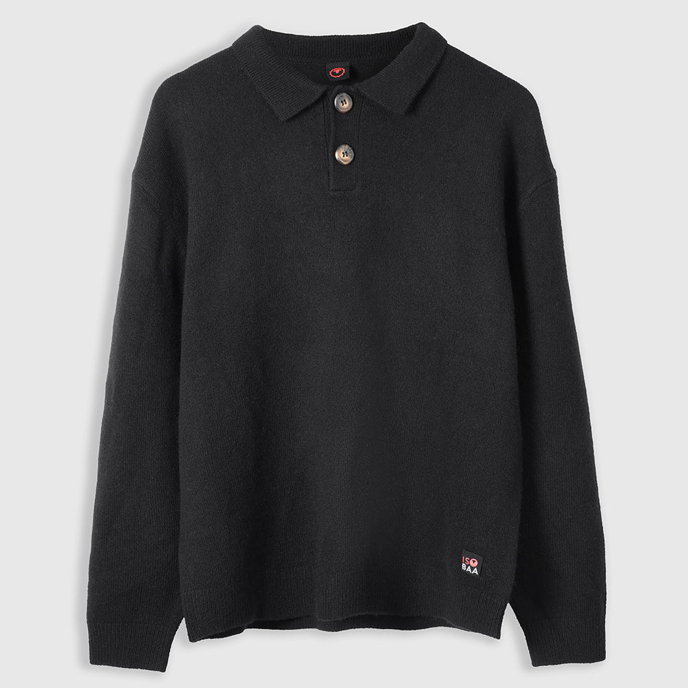 Mens Solace Merino Polo Sweater (Black)