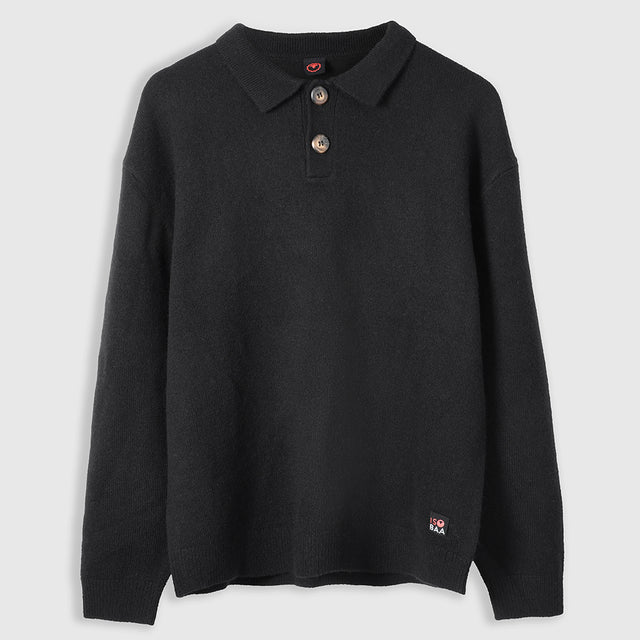 Mens Solace Merino Polo Sweater (Black)