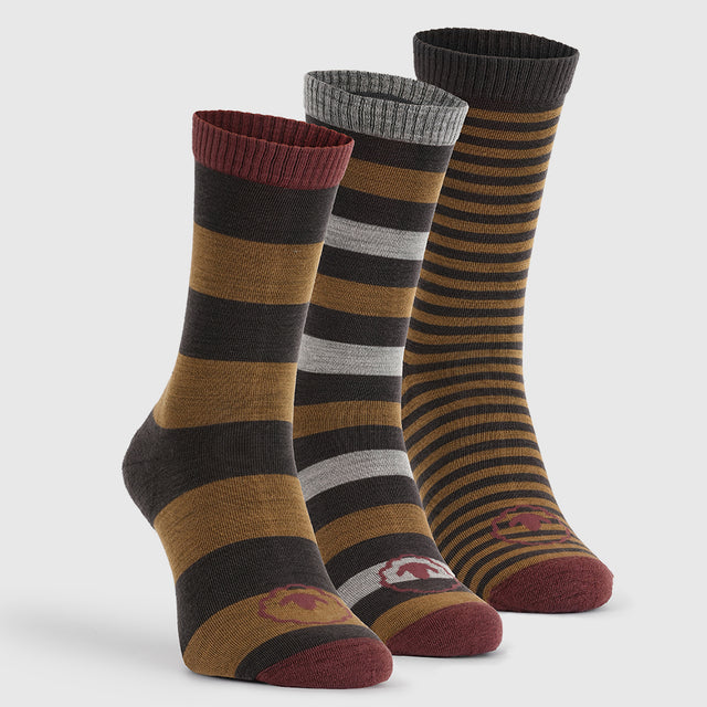 Merino Blend Everyday Socks (3 Pack - Chocolate/Dull Gold)