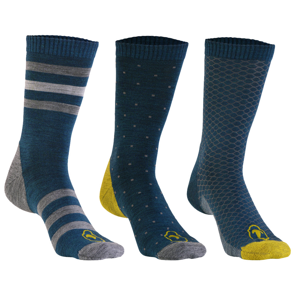 Merino Blend Everyday Socks (3 Pack - Petrol/Smoke Melange/Lime Cloud)