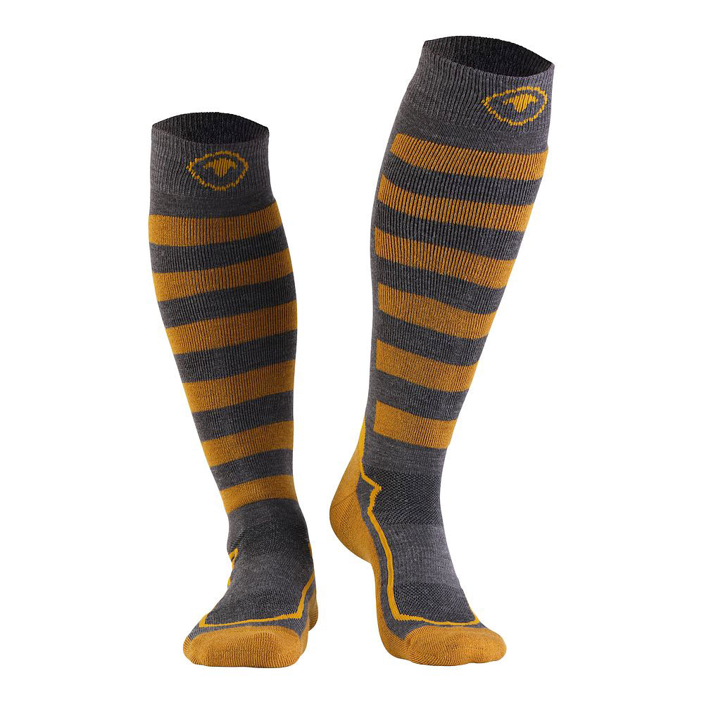 Merino Blend Ski Socks (Smoke Melange/Mustard)