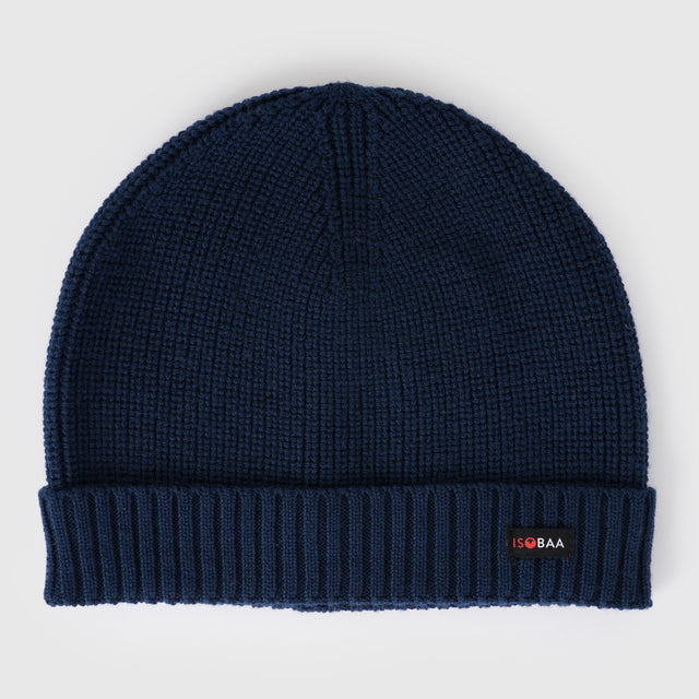 Merino Fisherman Beanie (Navy)