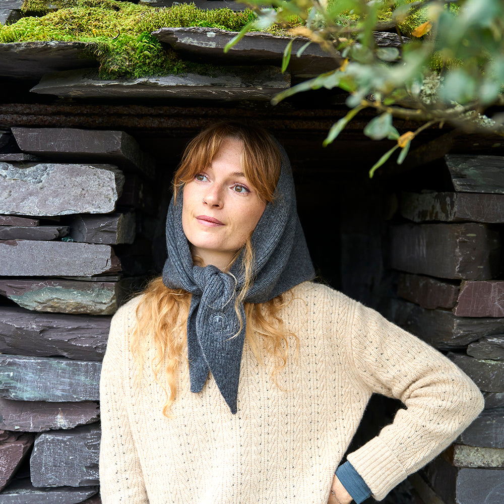 Merino Triangle Scarf (Smoke)