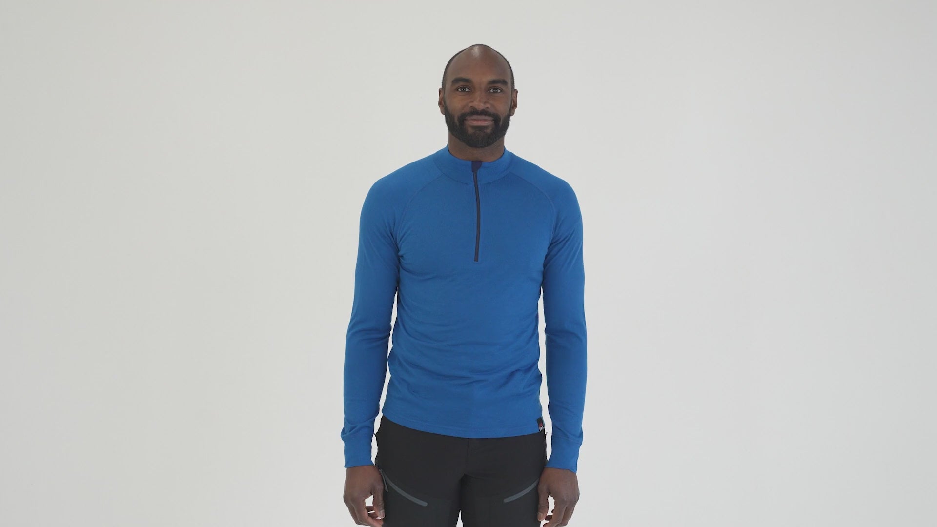 Mens Merino 200 Long Sleeve Zip Neck (Blue) | Model: Michael