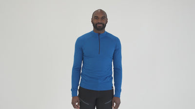 Mens Merino 200 Long Sleeve Zip Neck (Blue) | Model: Michael
