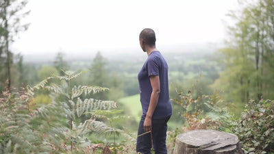 Isobaa | Womens Merino 150 Odd One Out Tee (Navy/Sky) | Gear up for everyday adventures, big and small, with Isobaa's superfine Merino Tee. | align: 55% 50% | Model: Yolisa