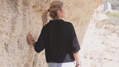 Womens 120 Ultrafine Cropped Blouse (Black) | align: 45% 30% | Model: IsabelC