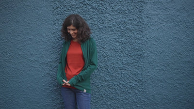 Isobaa | Womens IsoSoft 240 Hoodie (Emerald) | For chilly trailheads, post-workout cool-downs, and cosy weekends. | align: 40% 45% | Model: Clémentine
