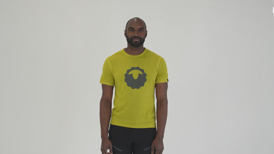 Mens Merino 150 Emblem Tee (Lime) | Model: Michael