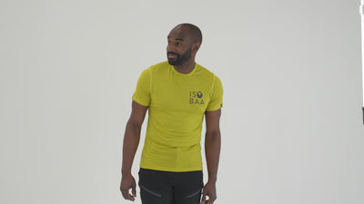 Mens Merino 150 Logo Tee (Lime) | Model: Michael