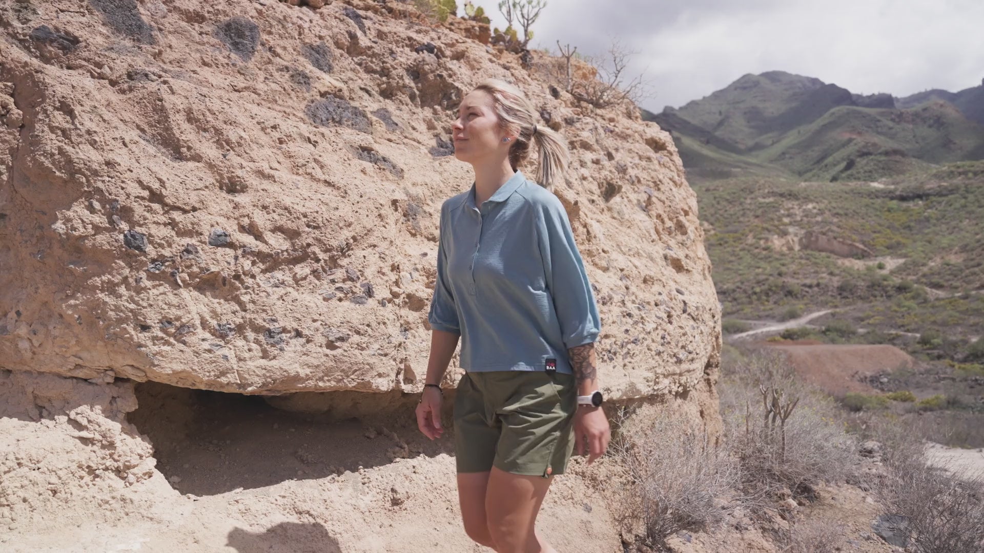 Womens 120 Ultrafine Cropped Blouse (Lagoon) | align: 45% 40% | Model: IsabelC