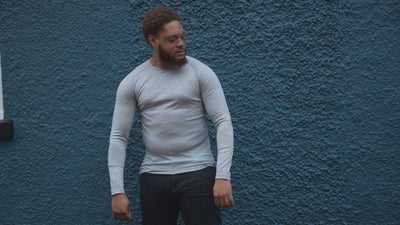 Isobaa | Mens IsoSoft 180 Long Sleeve Crew (Cloud) | The ultimate adventure top. | align: 45% 45% | Model: Shaquille