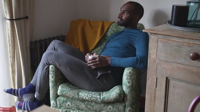 Isobaa | Mens Merino Blend 160 PJ Henley (Petrol) | Relax with our superfine Merino blend Henley. | align: 60% 50% | Model: Michael