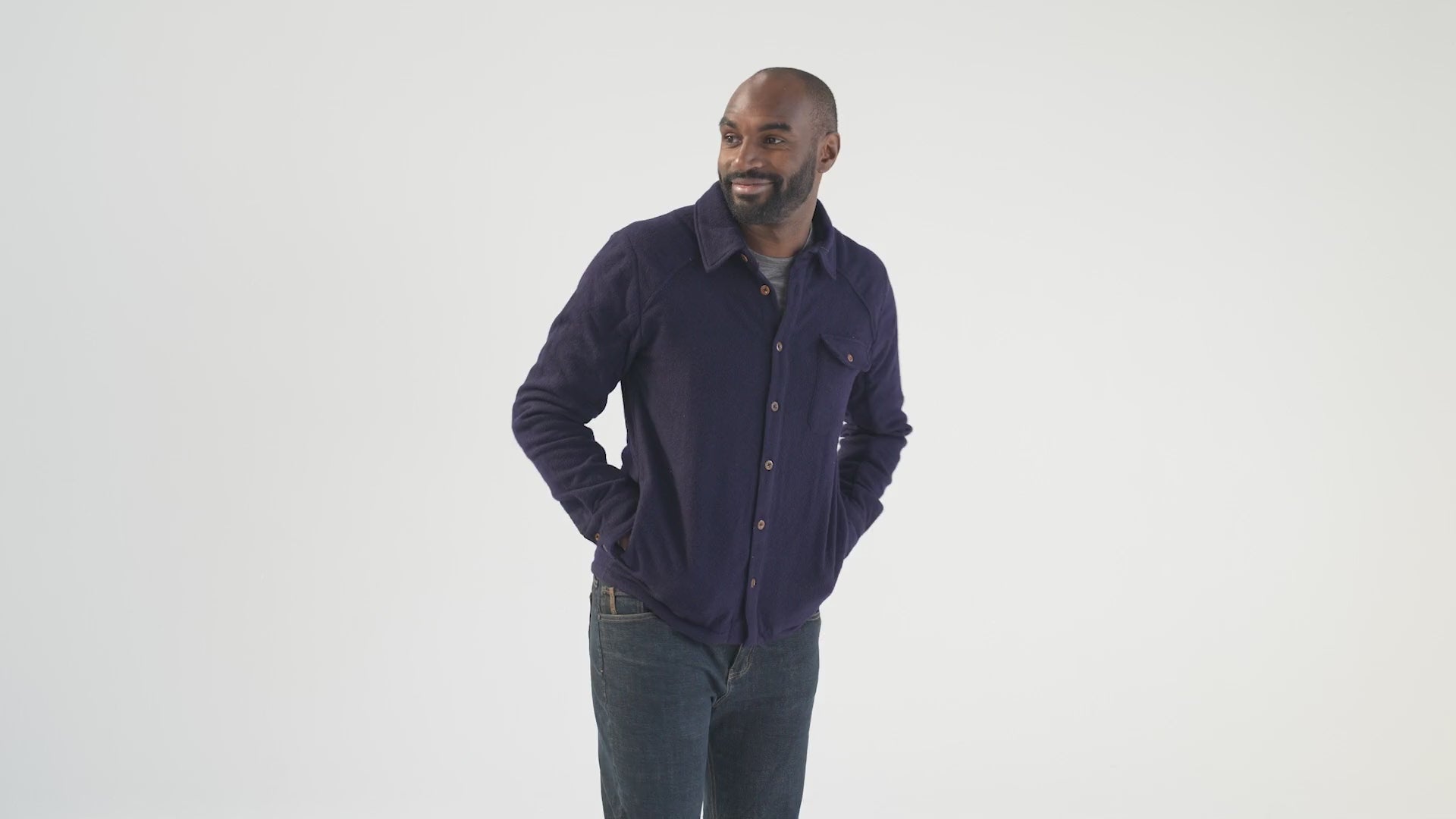 Mens Merino Blend Mountain Shirt (Navy) | align: 40% 50% | Model: Michael