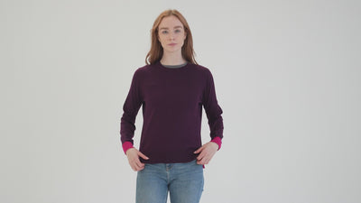 Womens Merino Crew Sweater (Wine/Fuchsia) | align: 40% 50% | Model: Sophie