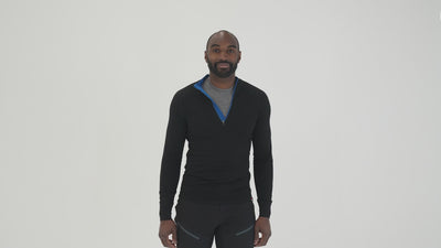 Mens Merino 200 Long Sleeve Zip Neck (Black) | Model: Michael