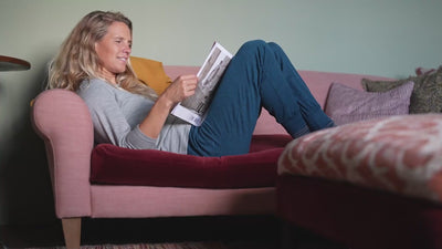 Isobaa | Womens Merino Blend 200 PJ Joggers (Petrol) | Our superfine Merino blend joggers. | align: 55% 50% | Model: Amy