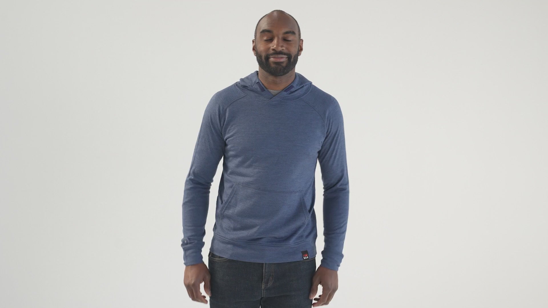 Mens Merino 260 Lounge Hoodie (Denim/Navy) | Model: Michael