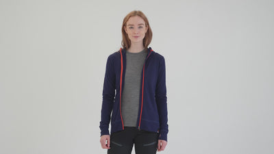 Womens Merino 260 Casual Hoodie (Navy) | Model: Sophie
