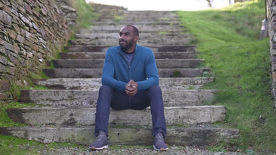 Isobaa | Mens Merino Zip Sweater (Petrol) | Discover exceptional warmth, comfort, and everyday versatility with our extrafine Merino wool sweater. | align: 45% 50% | Model: Michael