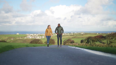 Isobaa | Womens Merino Wool Insulated Jacket (Mustard/Smoke) | Innovative and sustainable design with our Merino jacket. | align: 32% 50% | Model: Amy