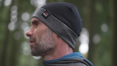 Isobaa | Merino 230 Beanie (Black/Smoke) | Isobaa's double-layered Merino beanie is your key to warmth & comfort in any season. | align: 25% 50%