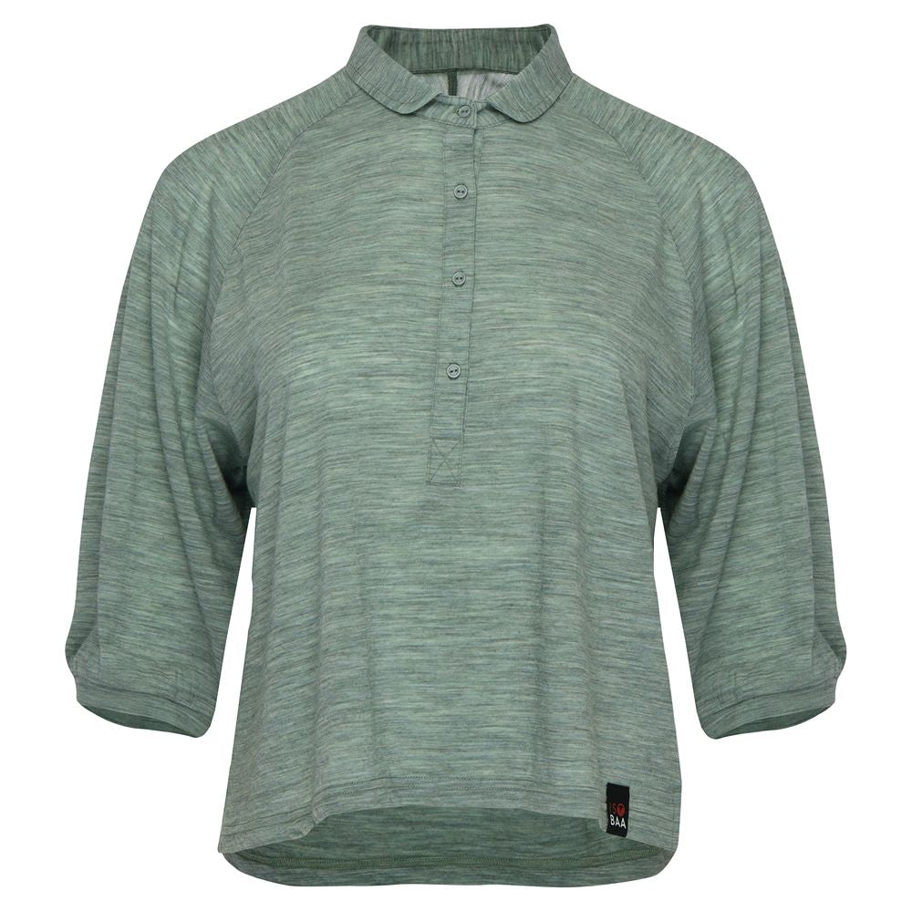 Womens 120 Ultrafine Cropped Blouse (Agave)