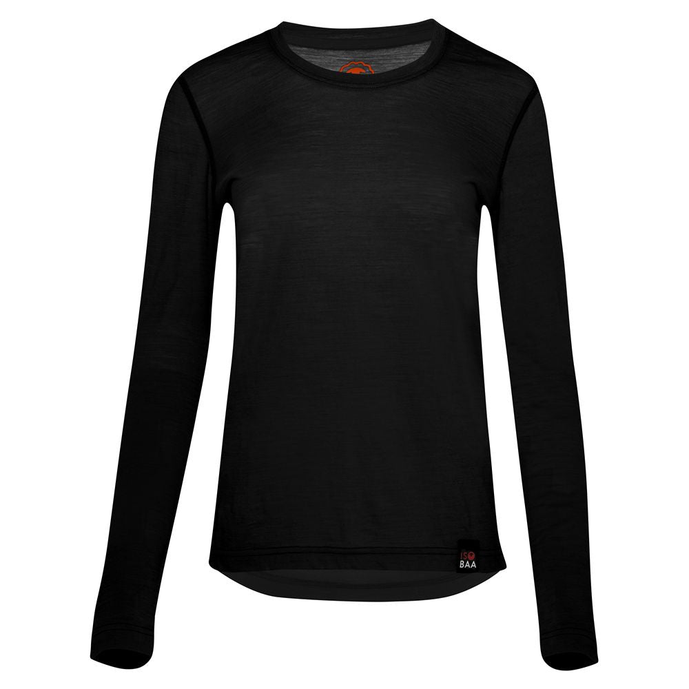Womens 120 Ultrafine LS Crew (Black)