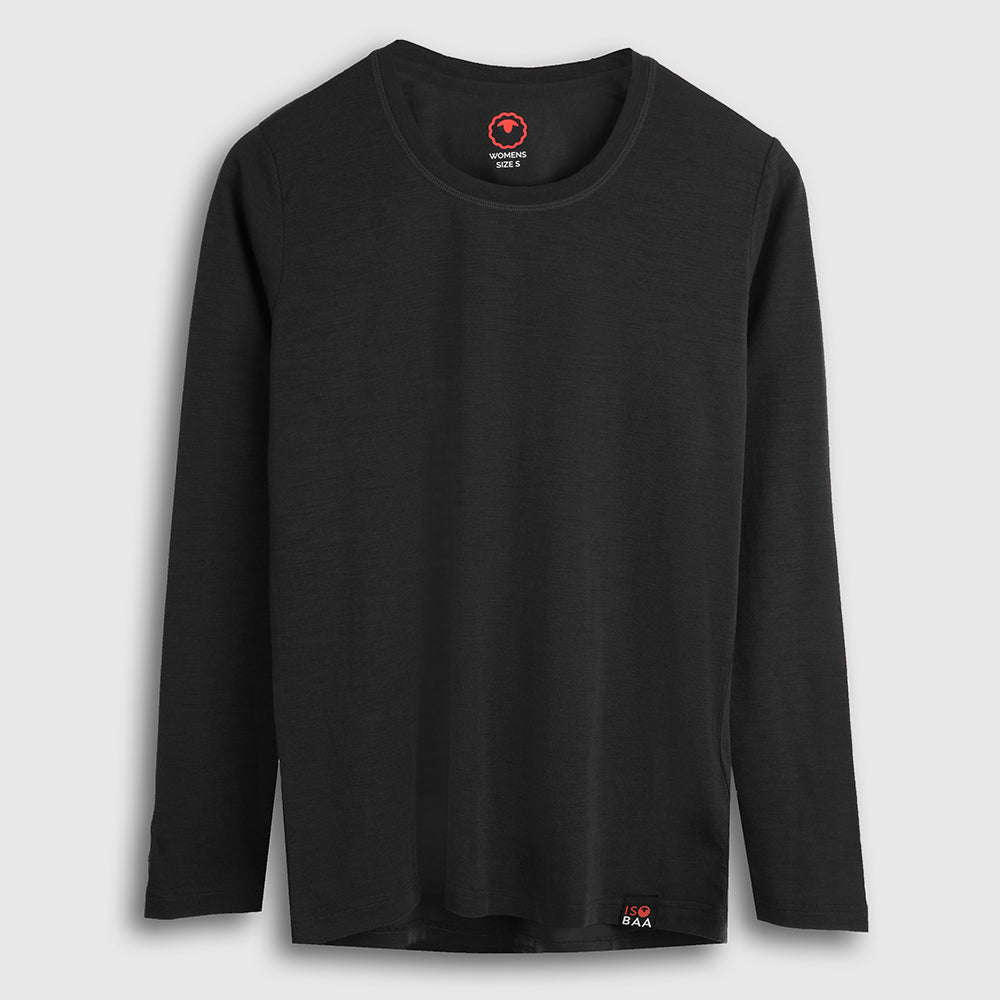 Womens Merino Blend 125 Ultrafine LS Crew (Black)