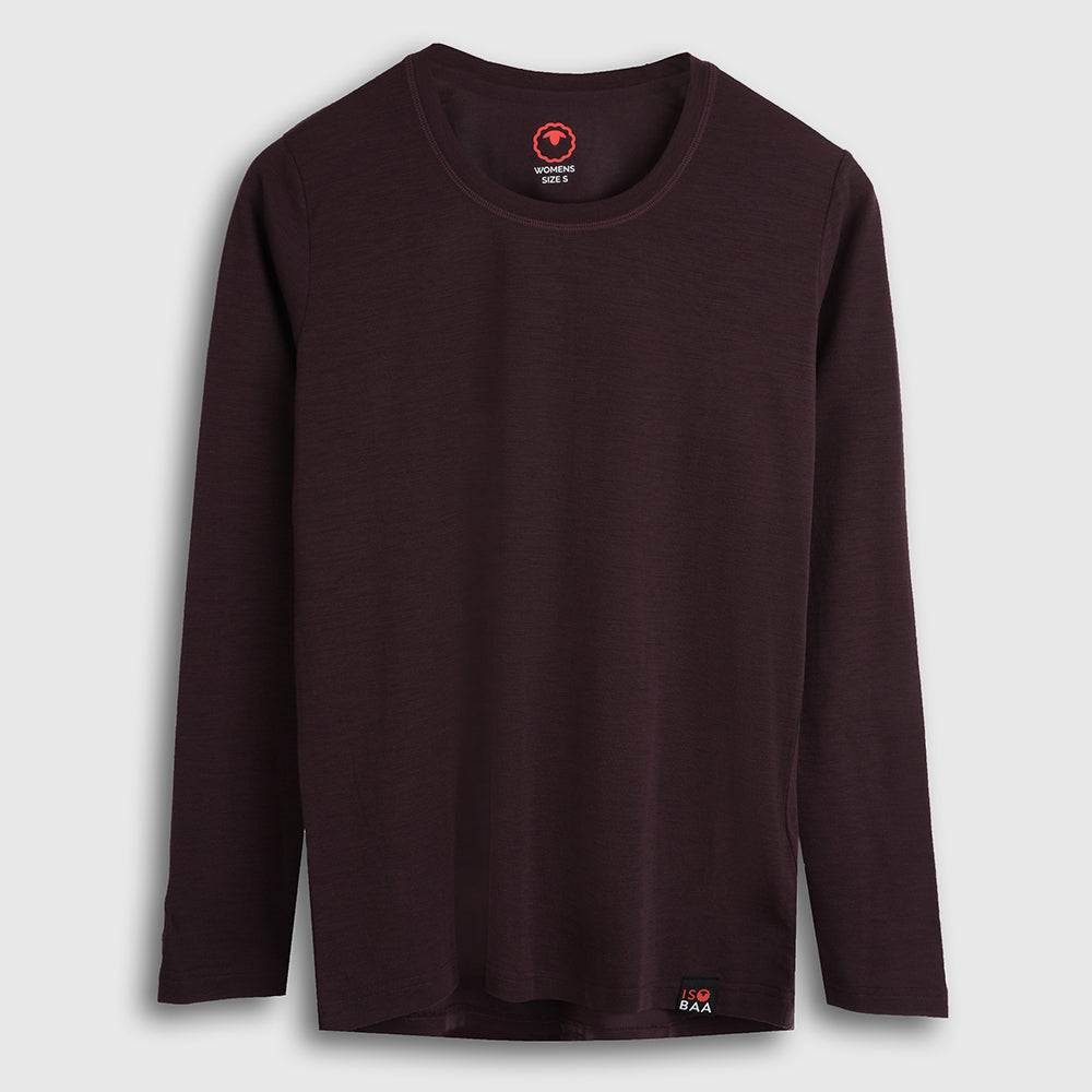 Womens Merino Blend 125 Ultrafine LS Crew (Brown Stone)