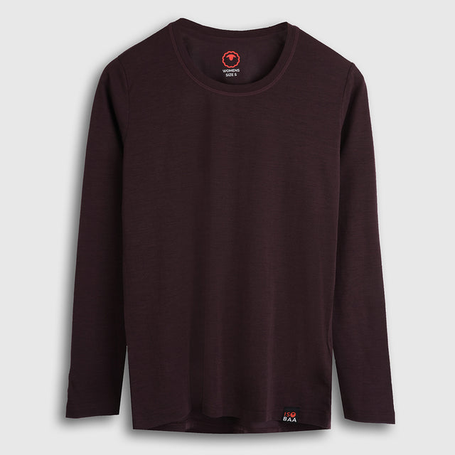 Womens Merino Blend 125 Ultrafine LS Crew (Brown Stone)