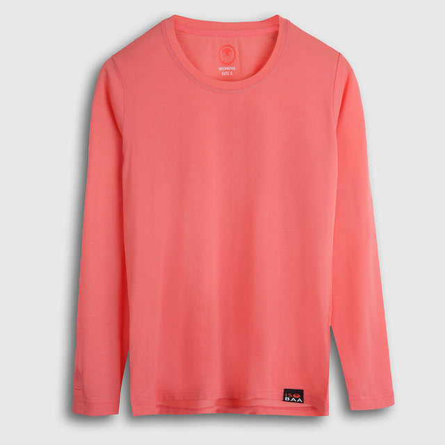 Womens Merino Blend 125 Ultrafine LS Crew (Coral)