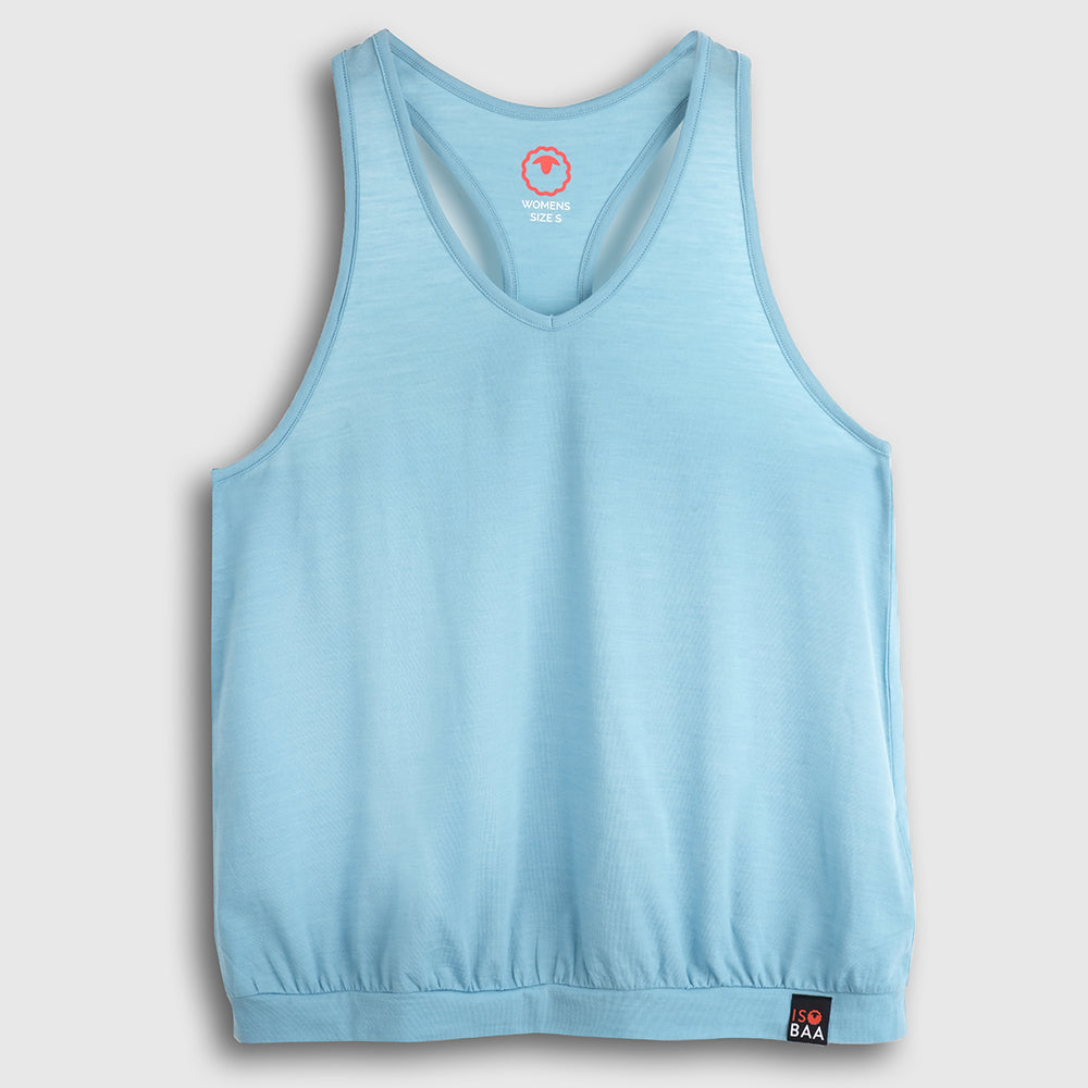 Womens Merino Blend 125 Ultrafine Racer Vest (Lagoon)