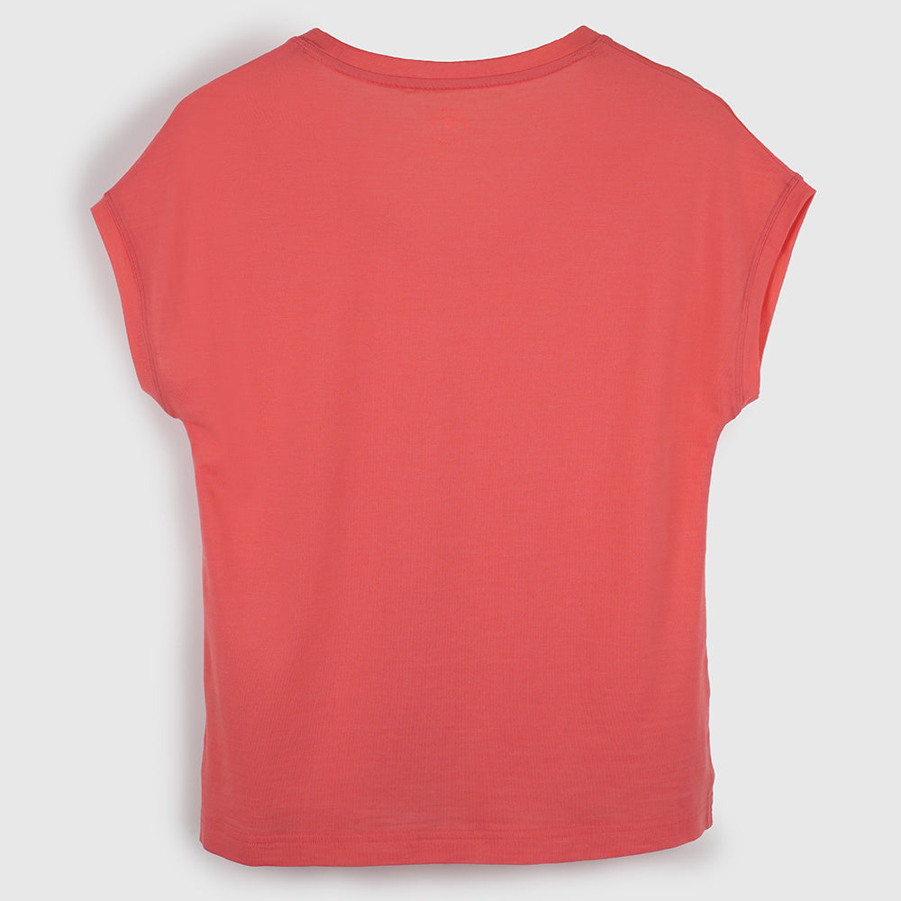 Womens Merino Blend 125 Ultrafine SS Scoop Top (Coral)