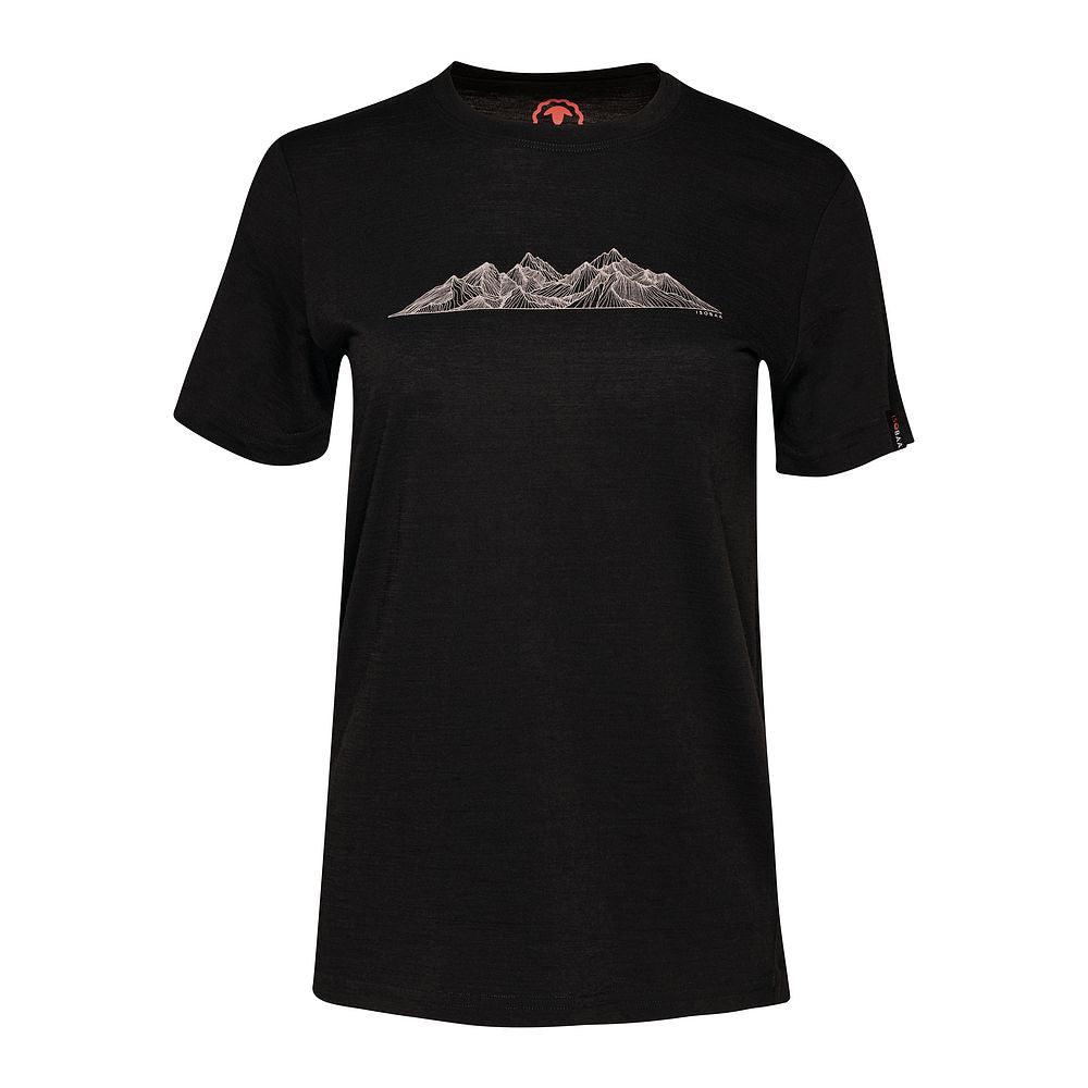 Isobaa Womens Merino 150 Peaks T-Shirt (Black/Grey)