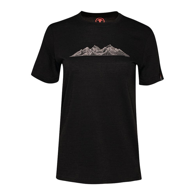 Isobaa Womens Merino 150 Peaks T-Shirt (Black/Grey)